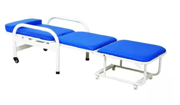 Silla de acompañamiento de clínica de hospital plegable ajustable con estructura de plástico de spray de acero