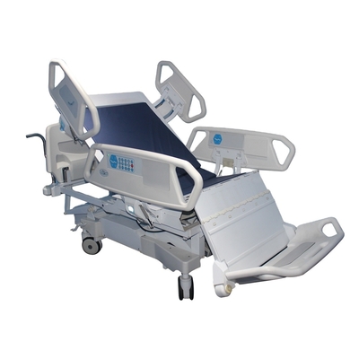 Un buen precio. 75 grados de cama eléctrica ajustable para la función muda blanca de la rueda ocho de la curva de la función de los cuidados en casa de la cama llena manual del oficio de enfermera en línea